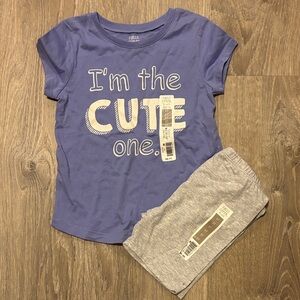 Falls Creek Lavender Tee and Light Gray Shorts Set